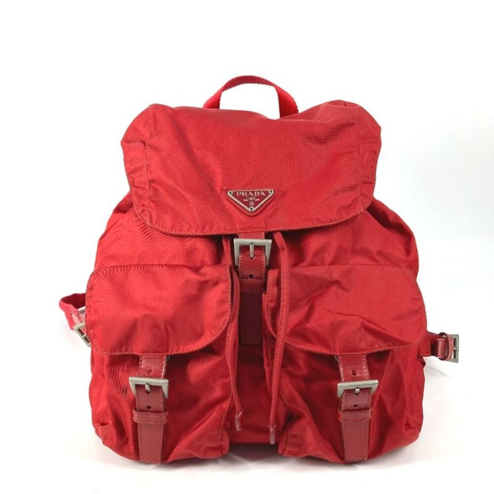 Prada Backpack Triangle Logo Nylon Red - image 1